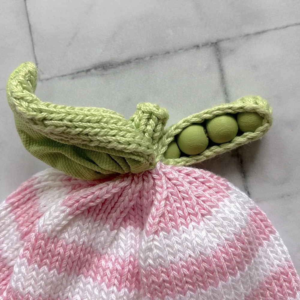 Margareta Horn Design Pink & White Striped Sweet Pea Knit Hat